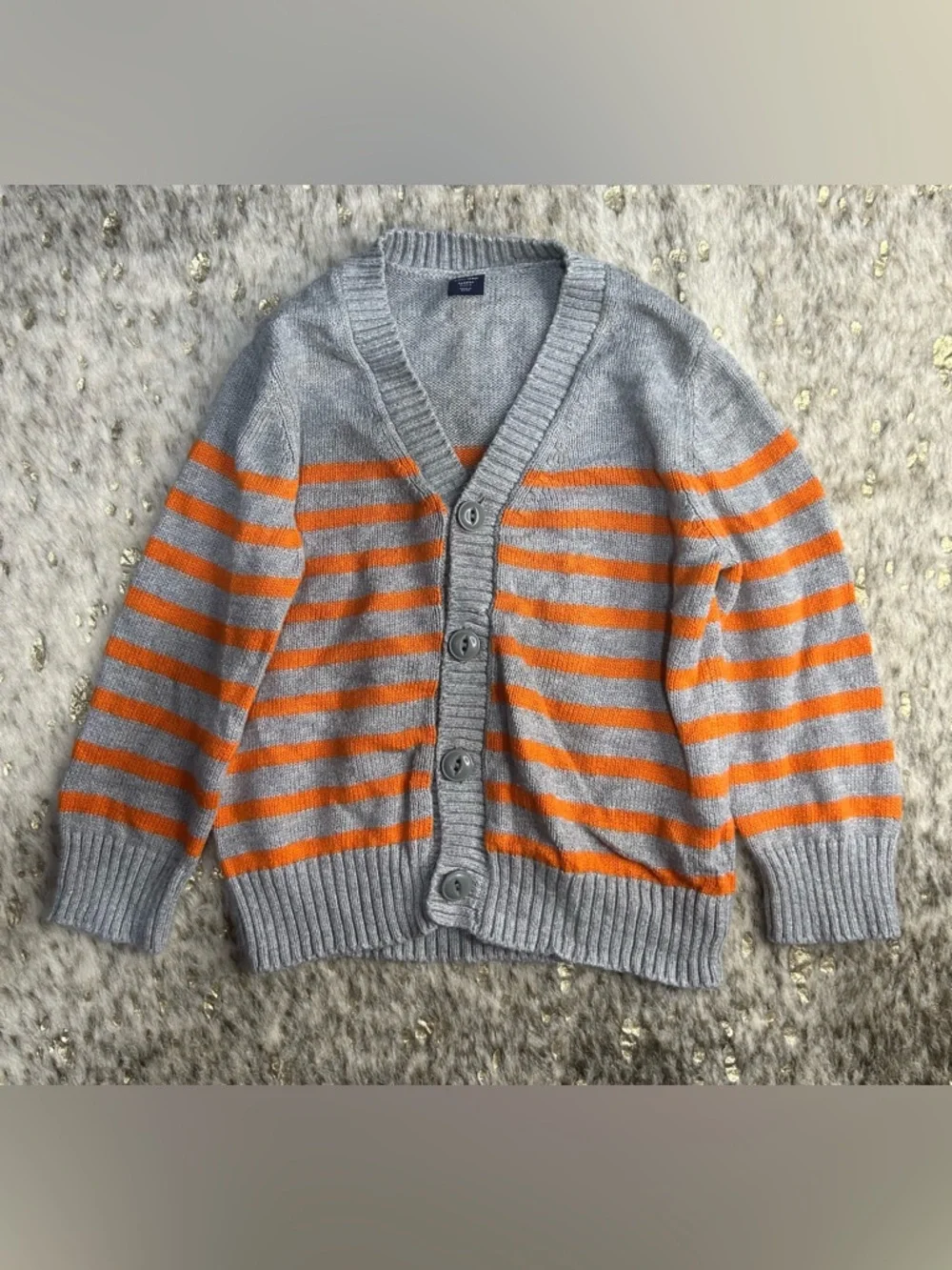 5 for $25🔥Baby Gap Striped Orange & Grey Cardigan‎ Sweater 3T